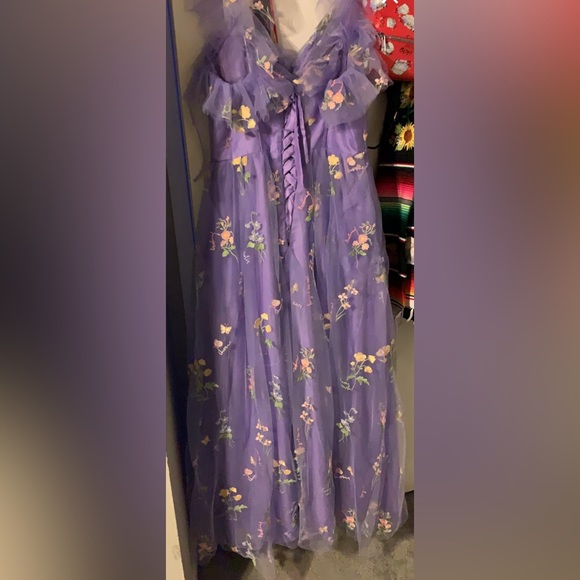 Basgute Spaghetti Strap Fairy Slit Long Dress - Picture 2 of 4